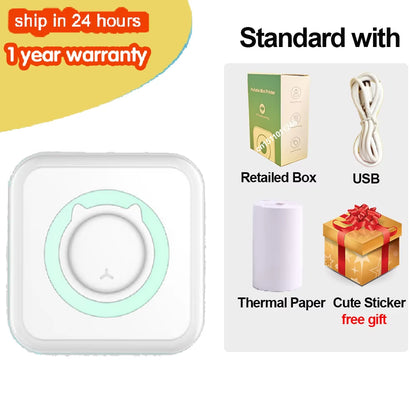 Portable Mini Thermal Printer Wirelessly BT 203Dpi Photo Label Memo Wrong Question Printing Paper USB Cable Imprimante Portable