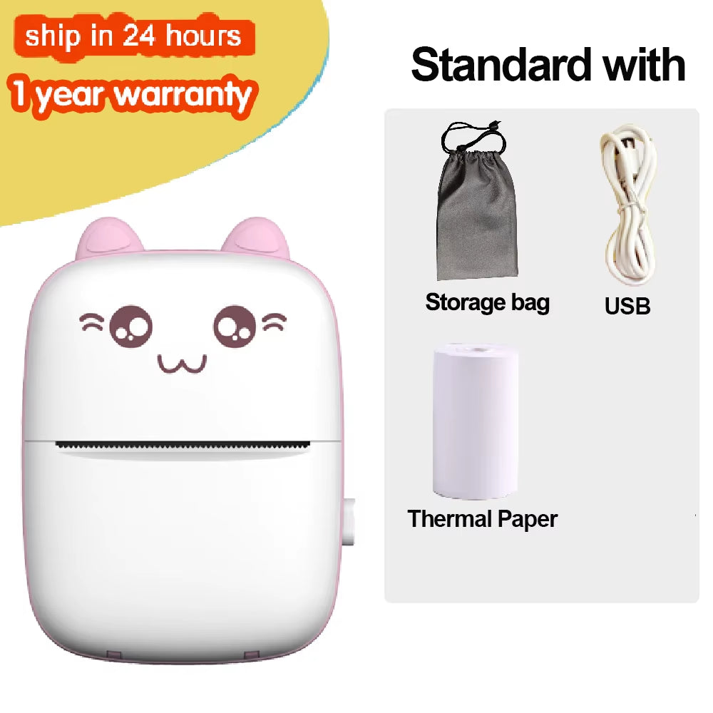 Portable Mini Thermal Printer Wirelessly BT 203Dpi Photo Label Memo Wrong Question Printing Paper USB Cable Imprimante Portable