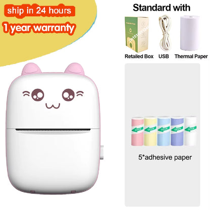 Portable Mini Thermal Printer Wirelessly BT 203Dpi Photo Label Memo Wrong Question Printing Paper USB Cable Imprimante Portable