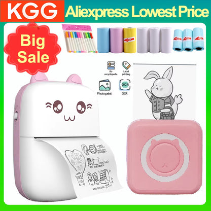 Portable Mini Thermal Printer Wirelessly BT 203Dpi Photo Label Memo Wrong Question Printing Paper USB Cable Imprimante Portable